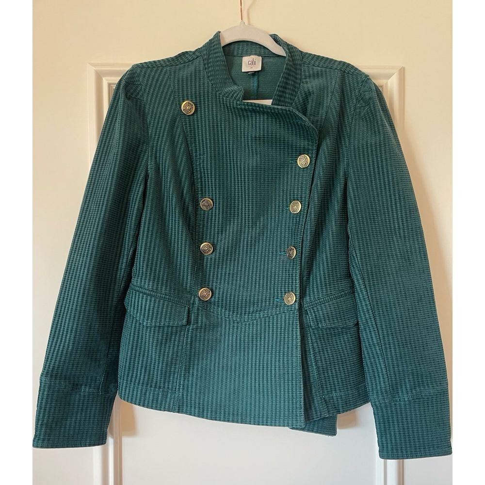 Cabi green corduroy military style women's moto/bomber jacket Medium
